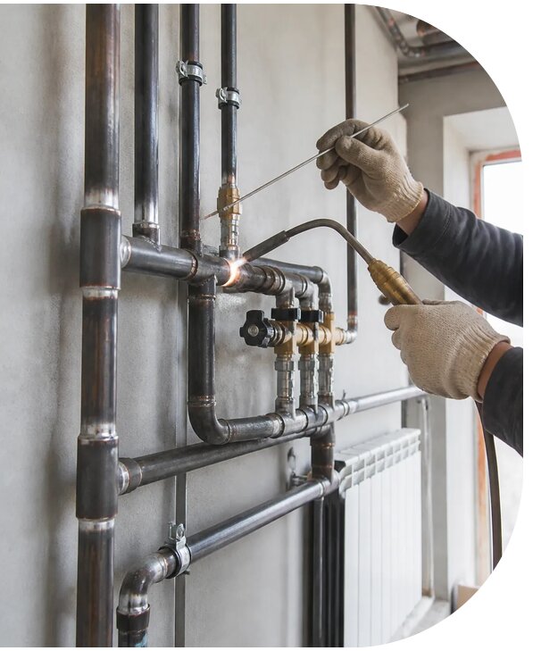 Монтаж отопления из стальных труб для домов в Керчи